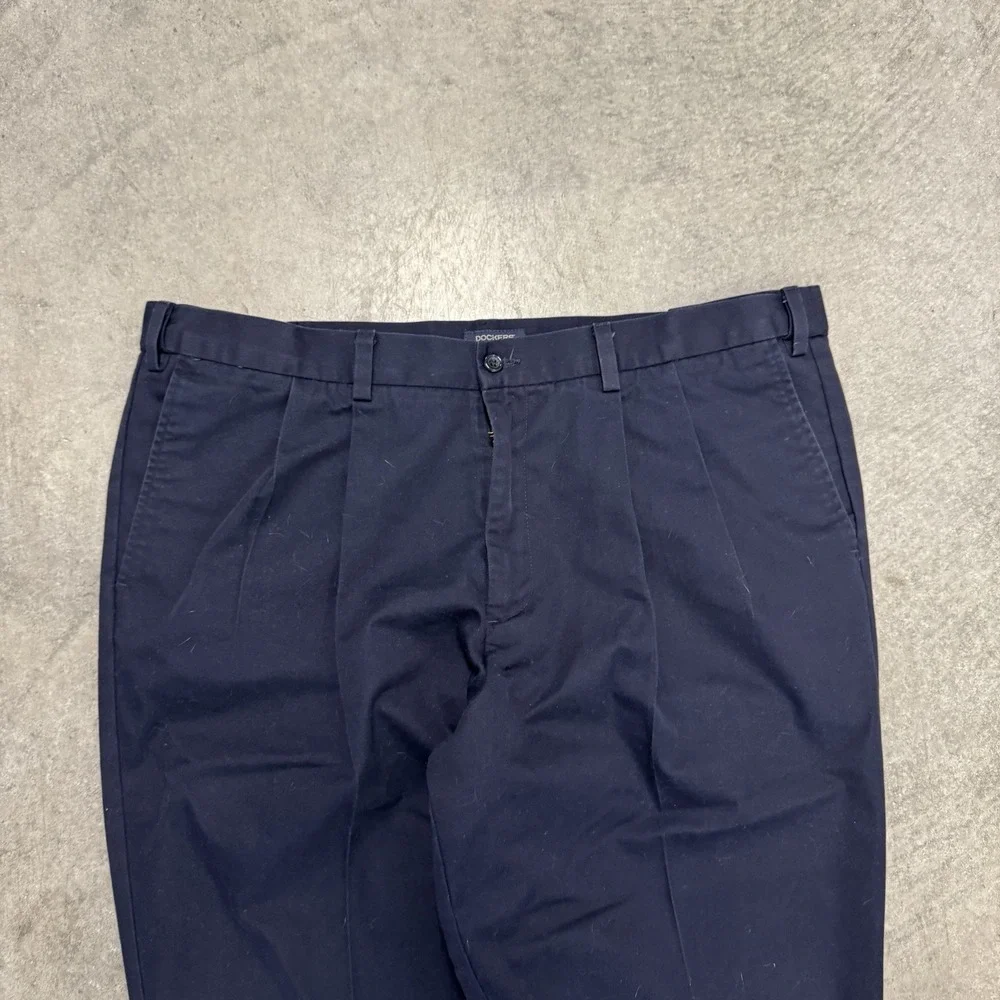 Vintage Men's Dockers Double Pleated Navy Blue Preppy Essential Nautical 40x30